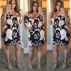 Floral cross top bodycon dress 3x